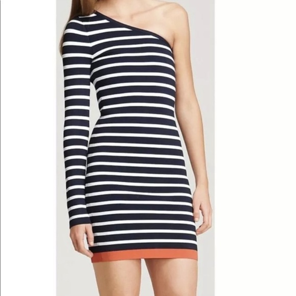 Bcbg striped one shoulder XS dress